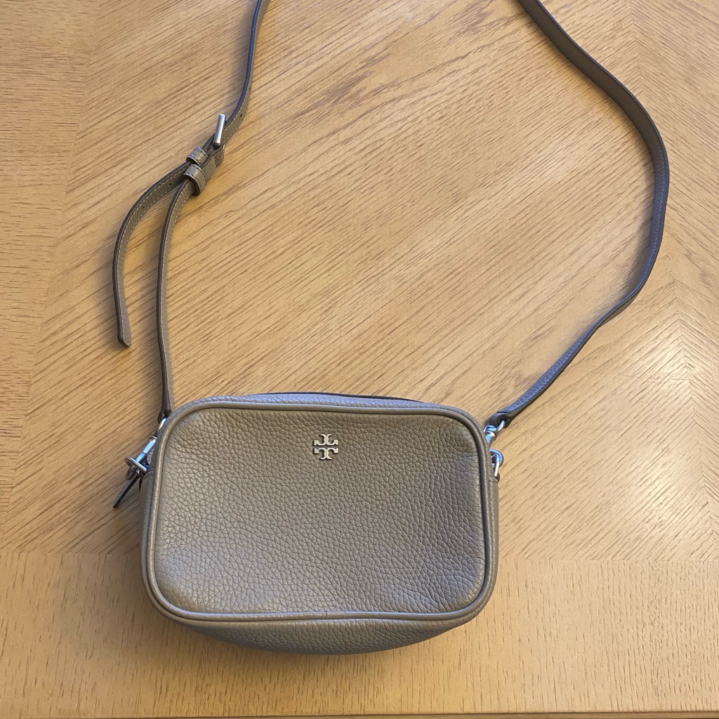 Tory Burch Grey Leather Camera Crossbody Purse New